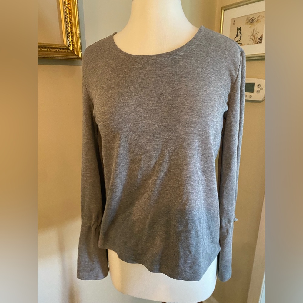 grey & gray | size small | adorable gray sweatshirt with ties on arm/wrist area